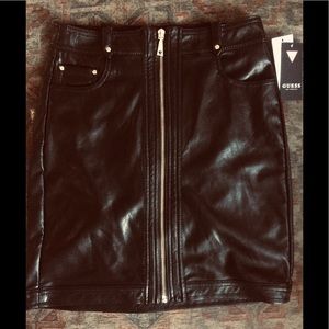 Guess black faux leather Klaudia Zip high waist Pencil skirt XS 2 Fall